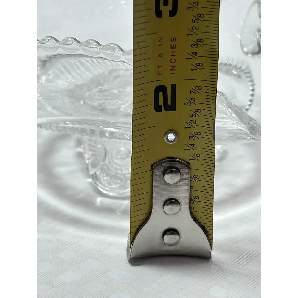 US Glass Colorado (Beaded Rim)‎ Lacey Medallion Footed Clear Dish EAPG